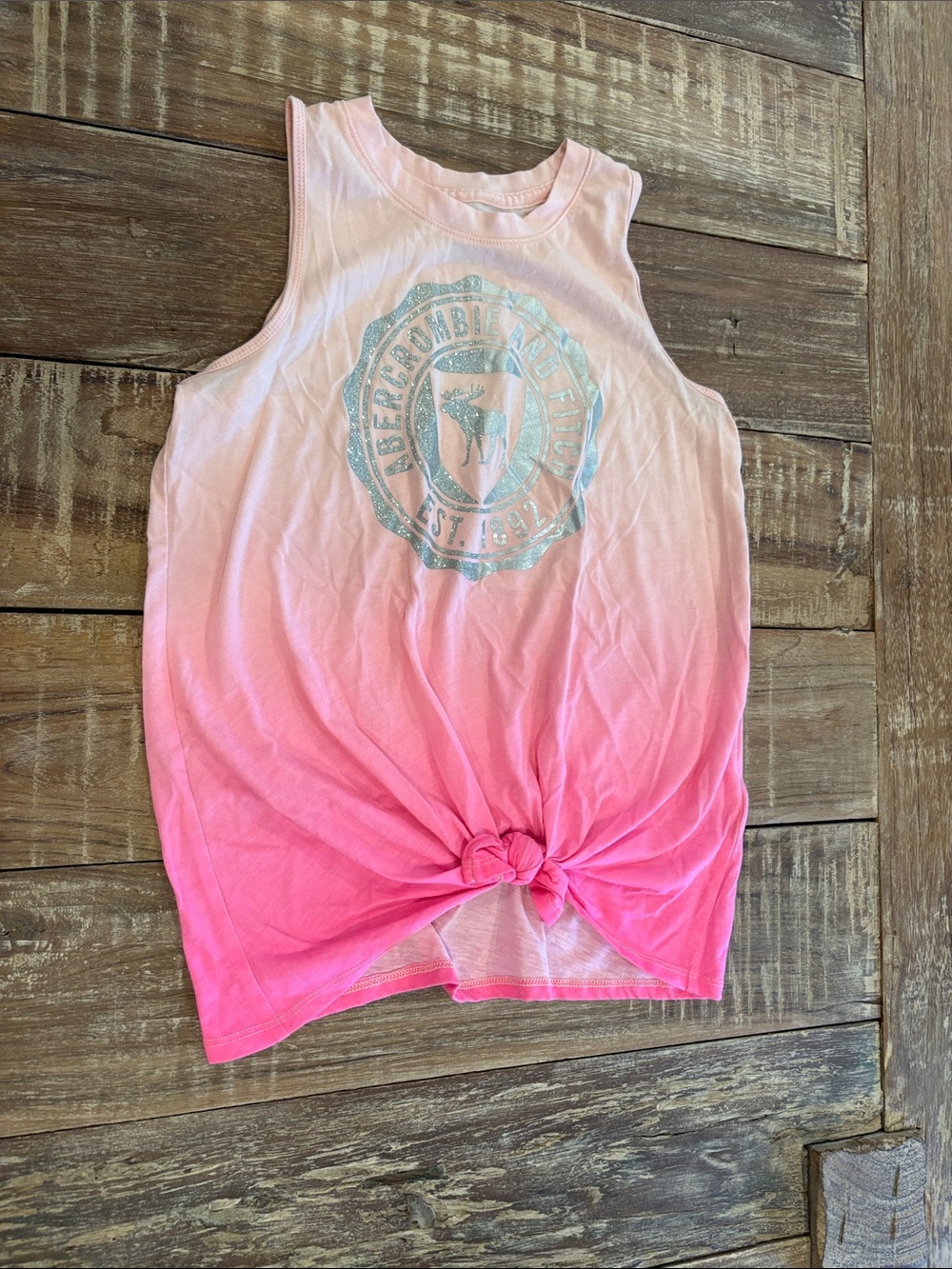 Abercrombie Kids Ombre Logo Tank Top Pink Graphic Girls Size 13/14 - Picture 2 of 8